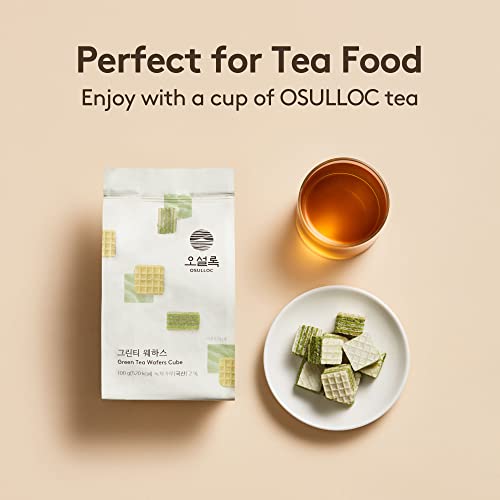 OSULLOC Green Tea Wafers Cookies (3.52oz, 100g) Korean Matcha Flavored Snacks Asian Snacks