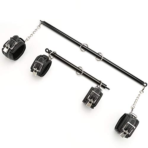 2pcs Black Expandable Spreader Bar with 14pcs Adjustable Straps Kit for Home Gyms Yoga (Black Kit) - Thumbnail 3
