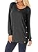 NICIAS Womens Side Buttons Long Sleeve Casual Crew Neck Elbow Patched Sweatshirt Loose T Shirt Blouses Tops