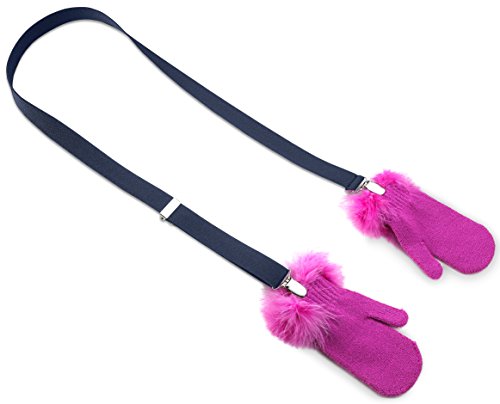 One Piece Mitten Clips for Kids and Baby EXTRA STURDY SUPER TIGHT GRIP, Fully Adjustable (24 - 48 Inches) Comfortable and Easy to Use Glove Keeper - Navy