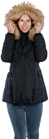 Modern Eternity Womens Quilted Puffer Maternity X-Large Black