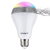 NASKY Wireless Bluetooth 4.0 Speakers E27 LED Light Lamp Bulb Speaker Smartphone Controlled Dimmable Color Changing Lights