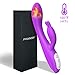 G Spot Rabbit Vibrator with Heating Function and Bunny Ears for Clitoris G-spot Stimulation,Waterproof Dildo with 9 Powerful Vibrations Dual Motor Stimulator for Women or Couple Fun