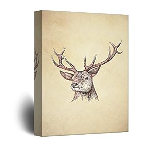 Watercolor Style Hand Drawn Deer with Antlers