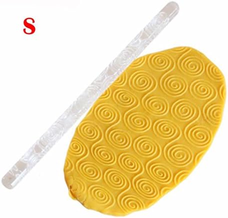 Rmalby Embossing Acrylic Rolling Pin Fondant Sugar Craft Cake Baking Decorating Tool (S)