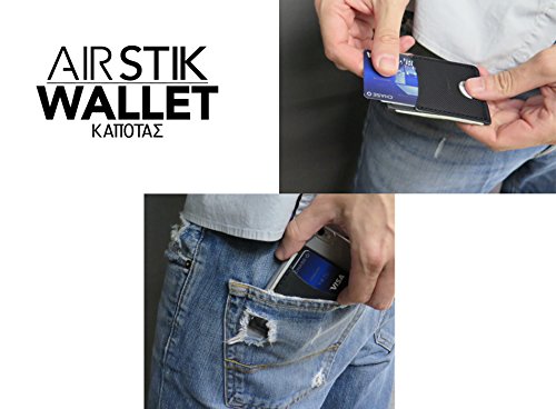 AIRSTIK Wallet for Phone or ID Credit Card Holder Minimalist Slim Cash Front Pocket Reusable Universal Micro Suction Leather Made in USA by KAPOTAS (Black) - Thumbnail 5