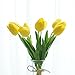 Montout 12PCS/Set PU Stunning Holland Tulip Flower Real Touch Artificial Silk Flowers Arrangement Bouquet Home Room Office Wedding Party Decor (Yellow)