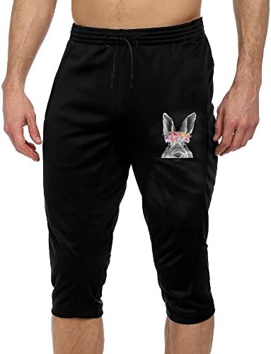 Men's Capris Pants Rabbit Guinea Pig Bunny Garlan Queen Flower Popular Pants Solar Dic Popular Jogger Cropped Trousers For Summer