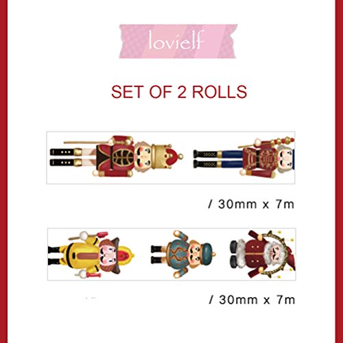 Nutcracker British style Classic Wide Washi Tape Set of 2 Rolls - Planner Decorative DIY Japanese Masking Adhesive Sticky Paper Washi Tape Set(Width: 30mm)