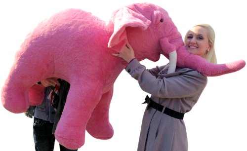 American Made Giant Stuffed Pink Elephant Huge 54 Inches Long Feet Tall  Made in The USA America