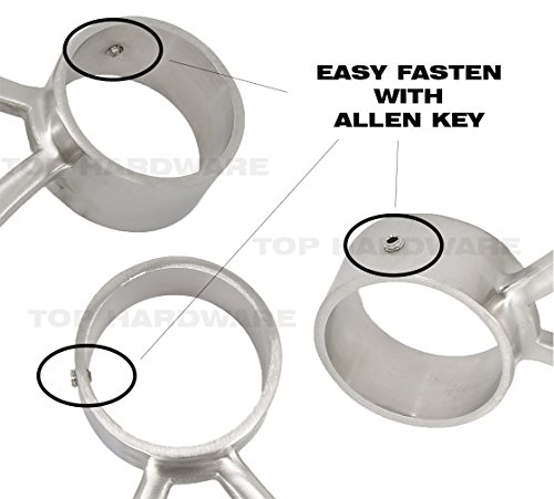 Bar Foot Rail Kit (Custom-Made Item) - Brushed Stainless Steel Tubing (2 in OD, 6 ft Length) - Combination Foot Rail Brackets - Tapered End Caps