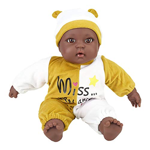 PSFS Reborn Baby Black Dolls 40cm ,Realistic Doll Kids Girl Playmate Birthday Gift, African American Play Dolls Lifelike 40cm Baby Play Dolls,Kids Gift for Ages 3+ Factory Outlet (C)
