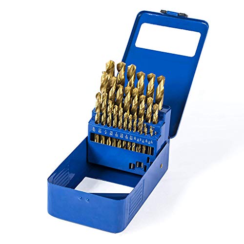 WORKPRO Drill Bit Set, 29-piece Titanium Twist Drill Bits Kit, 1/16-inch to 1/2-inch with Durable Metal Case