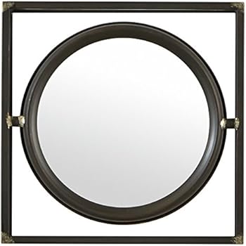 Stone & Beam Industrial Square Floating Metal Wall Mirror, 12 Inch Height, Black