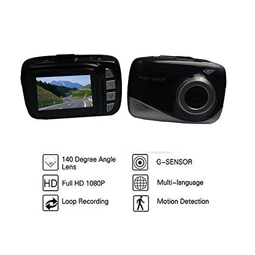 Growtech Dash Cam Full HD 1080P DVR Dashboard Camera 140Â° Wide Angle Driving Video Recorder In Car Dash Camera with G-Sensor, Motion Detection, Loop Recording with(16GB Card include)