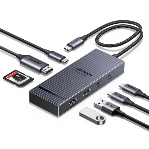 UGREEN 2025 Revodok Pro 8 in 1 USB C to 4K 60Hz HDMI Adapter Hub, Fast SD/TF Card Reader [170Mb/s], 10Gbps USB-C&A Data Ports Docking Station, 100W PD Charging for iPhone 17, MacBook Pro, Windows
