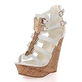 Bogata 04 Womens Metallic Embellished Embellished Platform Strappy Open Toe Wedges