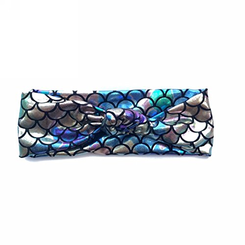 Mwfus Baby Kids Girls Mermaid Fish Scales Headdress Knot Turban Headband Hairband Headwear