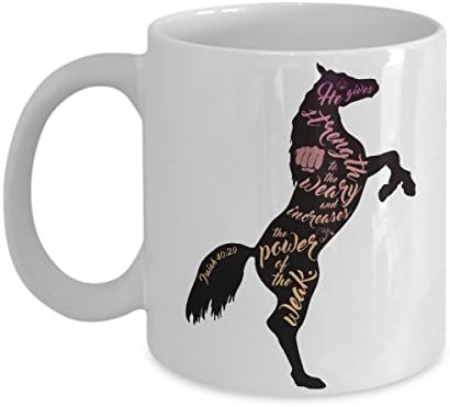 Horse Lover Coffee Mug - Best Super Funny and Inspirational Decoration Gifts for Equestrian Owner - 11 oz ounce Ceramic Tea Cup - Ultimate Dressage Travel Gear - Christian Bible Themed