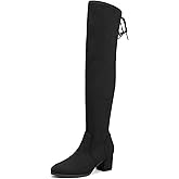 ACANER Women's Thigh High Boots Over the Knee Chunky Heel Fashion Sexy Long Boots with Zipper