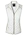 makeitmint Women's Basic Solid Quilted Padding Jacket Vest w/ Pockets Medium YJV0002_White