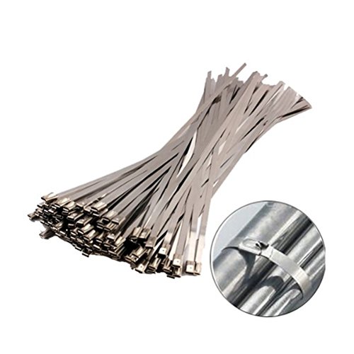 Stainless Steel Zip Ties Exhaust Wrap, TAKSDAI 100pcs 11.8" Metal