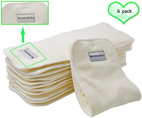 Bamboo Cloth Diaper Inserts-BumGenius Reusable Liners With a Fix Snap 4 Layers 6 Pieces 14"5"