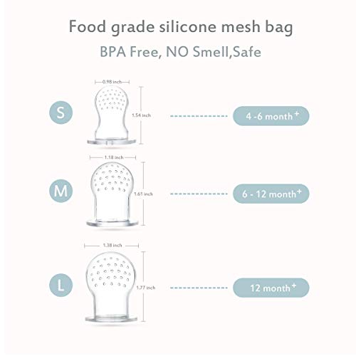 2 in 1 Baby Food Feeder, 3-24 Months BPA Free (1 Set) Newborns and Babies Eat Fresh Food Silicone Mesh Bag (Blue/Green)