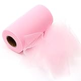 KING DO WAY TULLE Roll Spool 6''x50yd(6''x150') Wedding Party Decor,Light Pink