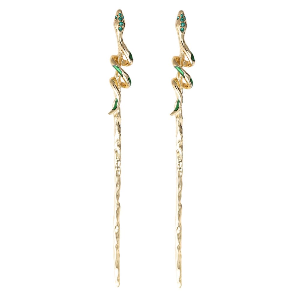 Lurrose Snake Hair Sticks 2pcs Snake Hairpins Chinese Sticks Chopsticks for Long, Golden Chinese pin