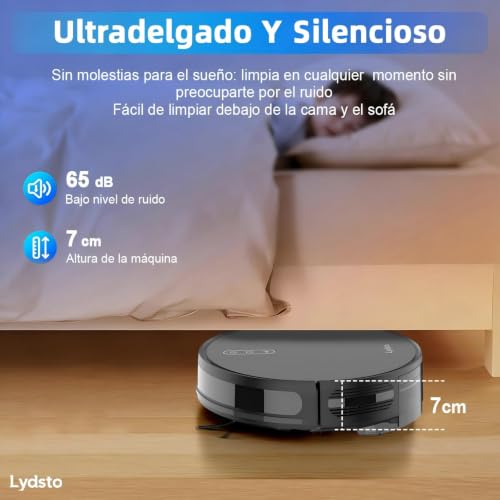 Lydsto G1 Aspirador y trapeadora, Aspiradora Robot Inteligente Trapeadora,con 2.4G Wi-Fi/App,Autocarga 5000pa, para Limpiar Cabello Y Pisos (Negro)