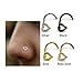 Kokkn 3 Pcs Heart Nose Studs Piercing Ornament Nose Ring Screw Stainless Steel Curved Nose Nails (Rose Gold)