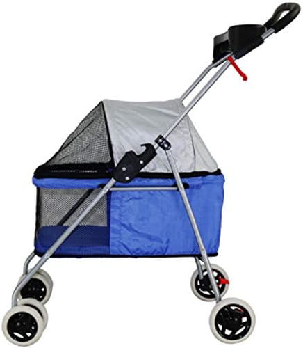 Lihuaa Pet Stroller Dog Stroller Cat Stroller Pet Car Small Folding Light Portable Teddy Outdoor Wagon (color : Blue)