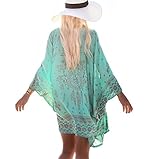 Bestyou▒ Women's Beachwear Cover-ups Tunic Chiffon Geometry Print Kimono Cardigan (Geometry Print F) One Size Fits Most