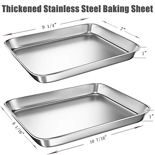 Toaster Oven Tray Pan, 3PCS Small Cookie Sheet Stainless Steel Baking Trays by BYkooc, Dishwasher Safe Oven Pansï¼ŒHeavy Duty, Mirror Finish, Anti-rust,10&9&9 inch