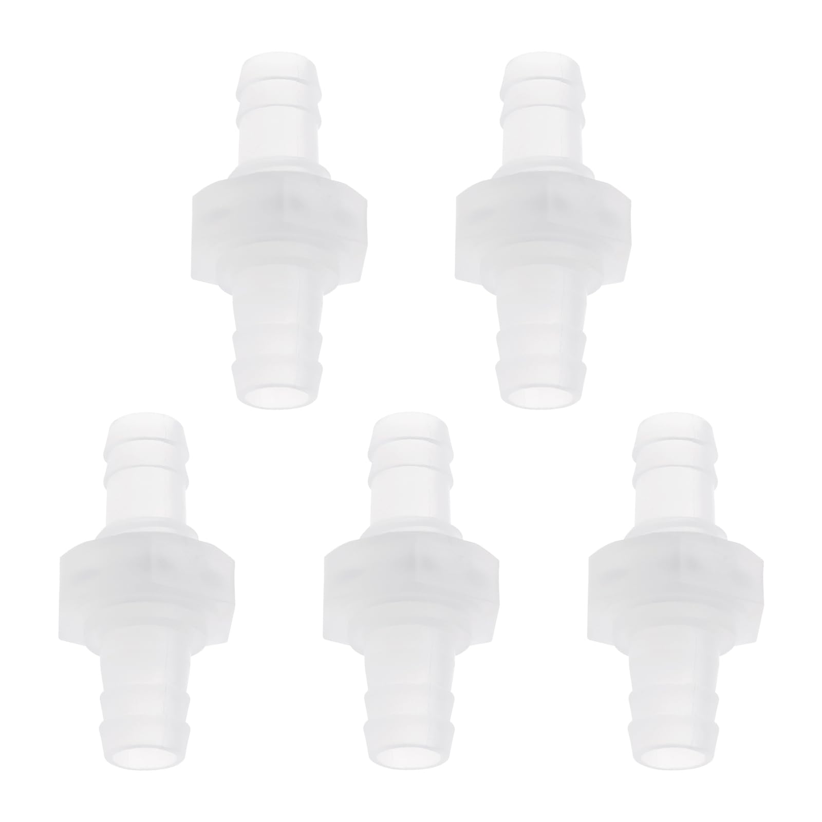 VGOL 5Pcs 3/8inch Hose Barb Thru Bulk Bulkhead Fitting Plastic Hex Straight Union Adapter Barb Pipe Connectors for Water/Fuel/Air