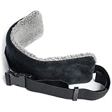 The ORIGINAL SeatSleeper Travel Head Support Pillow - Straps to Headrest So You Can Get Good Sleep on a Plane & Stay Upright - Cozy, Small, Black/Gray, Adjustable, for Flight & Car Sleeping