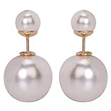 Colorful Double-faced Pearl Double Pearl Beads Plug Stud Earrings WHS541 (7-Pearl)