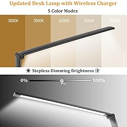 LED Desk Lamp with 10W Wireless Charger and USB