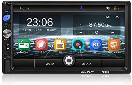 MiCarBa Universal 7-Inch HD 1024 * 600 Double Din Car Stereo Video Player,Touch Screen Car Stereo with Remote Control Support FM Android Phone Mirror Link Rear Camera(CL7036B)