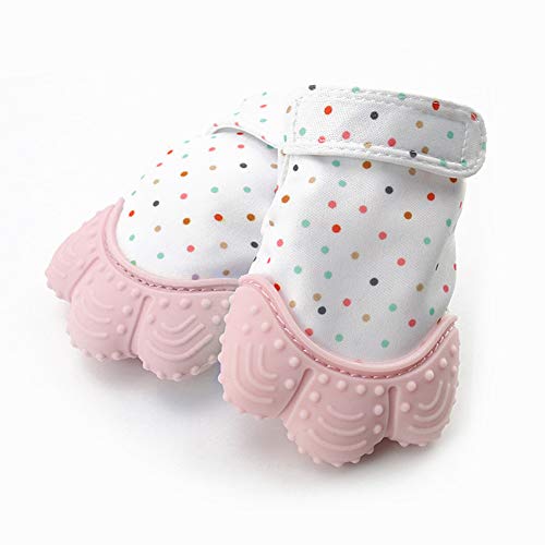 Huifen Baby Soothing Teething Mitten, Self-Soothing Pain Relief Mitt Stimulating Teether Toy, Original Silicone Teether Mitten Glove for Babies, Toddlers, Infants, Boy and Girl (2Pack, Pink) - Thumbnail 5