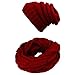 Double Couple 3pcs Winter Beanie Hat Scarf and Touch Screen Gloves Set for Women Knit Hat with Faux Fur Ball Scarves Glove