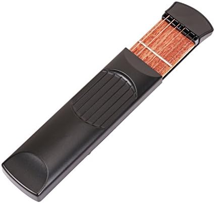 Portable Pocket Guitar Trainer Practice Gadgets 6 Strings with Tuning Tool for Beginners - Finger Exercise, Scales &amp; Chords Practice Tool - 6 Fret Chord Acoustic Guitar Trainer Wooden (Black)