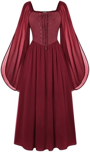 Amazon.com: Windlass Rich Amber Taffeta Medieval Lady of Shallot Dress  Scoop Neckline Wide Sleeves Pleated Waistline Lady in Waiting Dress  (Medium) Multi Colored : Clothing, Shoes & Jewelry