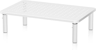suptek Monitor Stand Riser White Metal 3 Heights MST003W 370x235mm 20kg