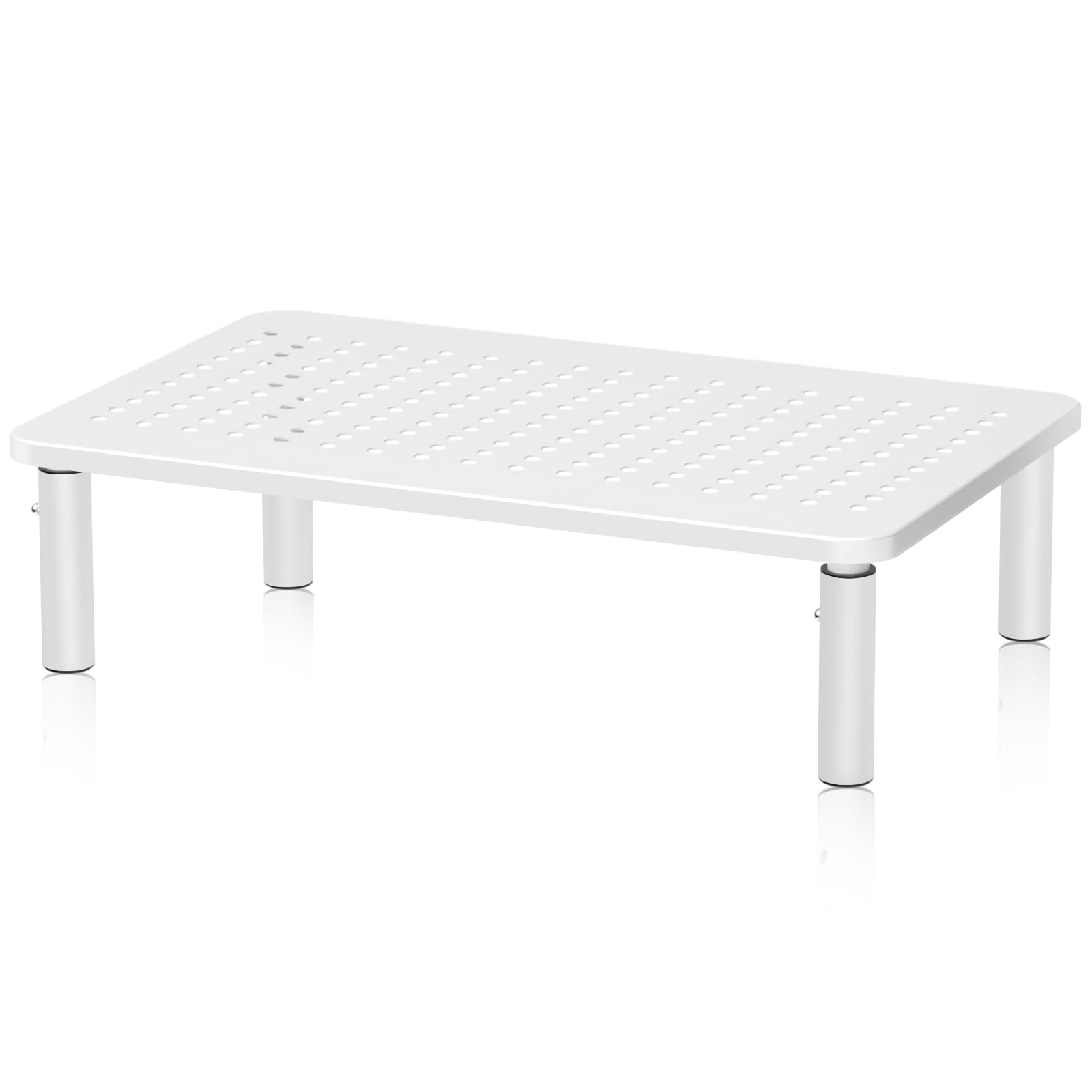 suptek Computer Monitor Stand Riser White, Metal for Laptop, Printer, Notebook and All Flat Screen TV Display with Vented Platform, 3 Height Adjustable Riser MST003W