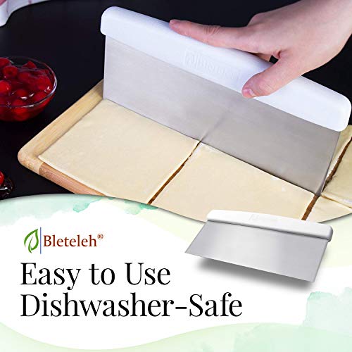 Bleteleh Large Bench Scraper for Tall Cakes, Stainless Steel Dough Scraper for Baking, Long Wide