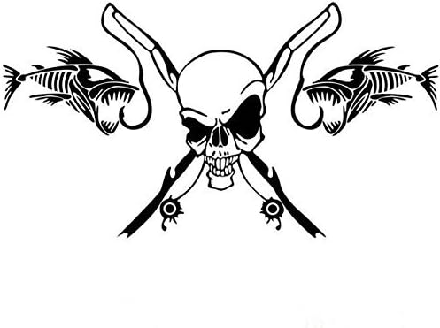 DorAn Cling Skull Skeleton with Fish Graphic Car Hood Decal Universal Car 10'x5.5' (White)