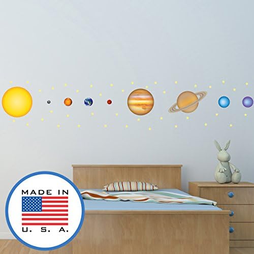 WallClipz Solar System Planets and FABRIC Wall Decals - Room Decor Stickers, Kids Science Astronomy Outer Space Nursey - Removable - Made in the USA, Small
