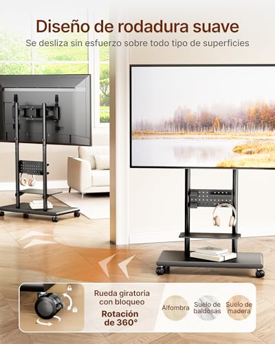 ECOTINY TV Stand for 50 to 90 Inch TV - Black